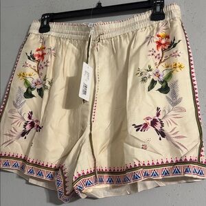 2 pieces Jade Johnny Was Cream Floral & Bird Embroidered Button-Front Top